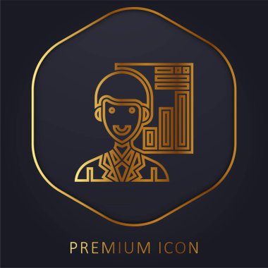 Analizci altın çizgi prim logosu veya simgesi