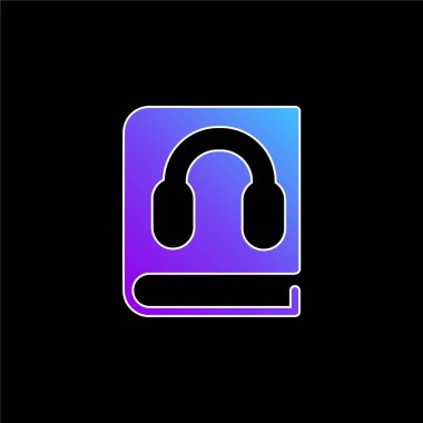 Kulaklıklı Kitap Sembol mavi gradyan vektör simgesi