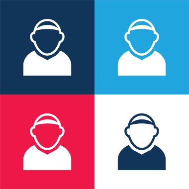 Kel erkek Avatar mavi ve kırmızı en az dört renk simgesi