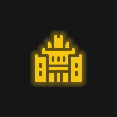 African Heritage House yellow glowing neon icon clipart