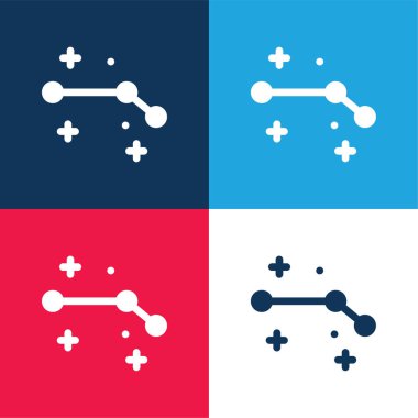 Koç mavisi ve kırmızı dört renk minimal simge kümesi