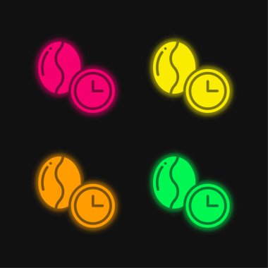 Bean four color glowing neon vector icon clipart