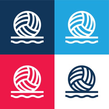 Beach Volleyball blue and red four color minimal icon set clipart