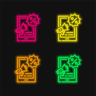 Dört renk parlayan neon vektör simgesi tanıtılıyor