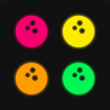 Bowling topu dört renk parlayan neon vektör simgesi
