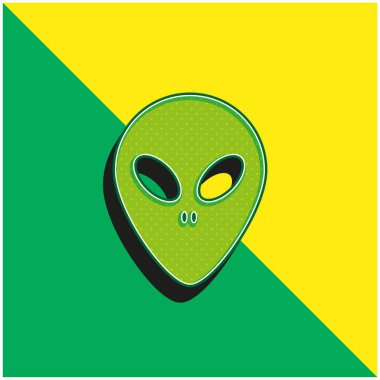 Uzaylı Yüzü Yeşil ve Sarı 3D vektör simgesi logosu