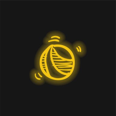 Bouncing Ball Toy yellow glowing neon icon clipart