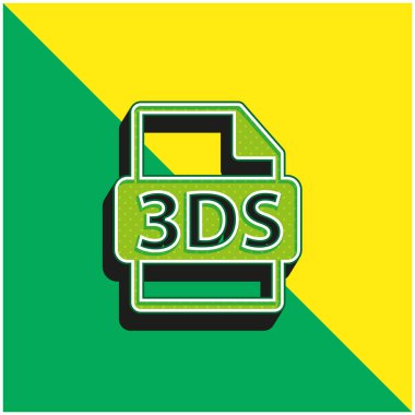 3DS Dosya Biçimi Uzantısı Yeşil ve Sarı 3d vektör simgesi logosu