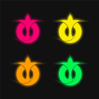 Aichi Japon Bayrağı Soyut Sembolü 4 renkli parlak neon vektör simgesi