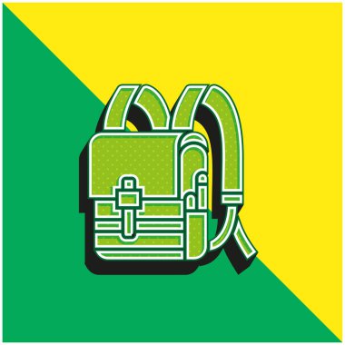 Sırt çantası yeşil ve sarı modern 3d vektör simgesi logosu