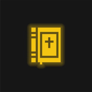 Bible yellow glowing neon icon clipart