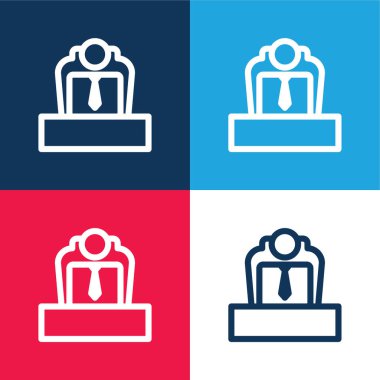 Patron mavi ve kırmızı dört renk minimal simge seti