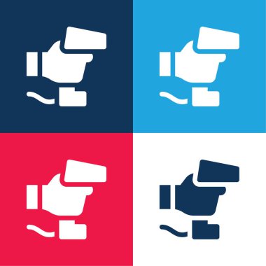 Bar Code Scanner blue and red four color minimal icon set clipart