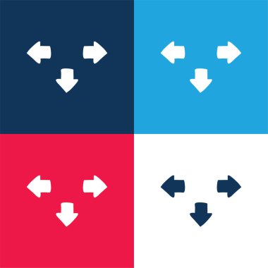 Oklar mavi ve kırmızı dört renk minimal simge kümesi