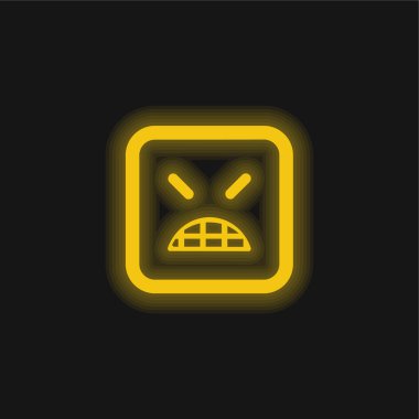 Kızgın Duygu Meydanı Yüzü Kapalı Gözler Sarı Parlayan Neon ikonu