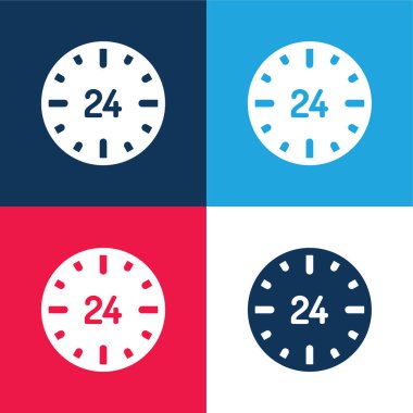 24 Saat mavi ve kırmızı dört renk en az simge kümesi
