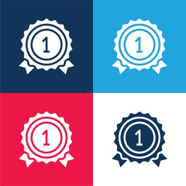 Award blue and red four color minimal icon set clipart