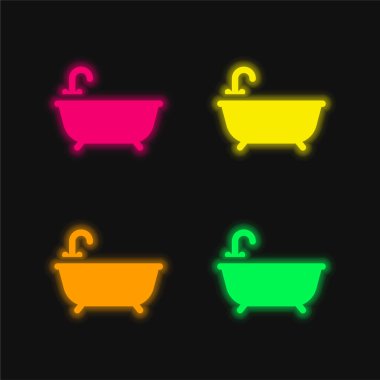 Dört renk parlayan neon vektör simgesi