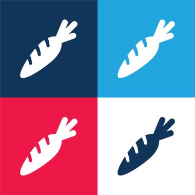 Big Carrot blue and red four color minimal icon set clipart