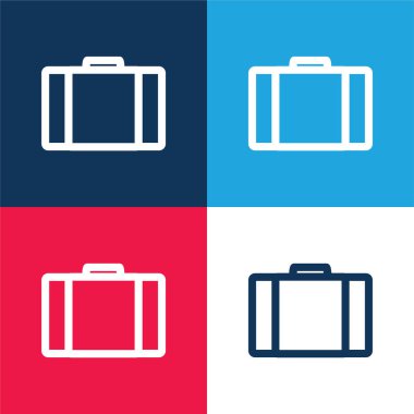 Baggage Outline blue and red four color minimal icon set clipart