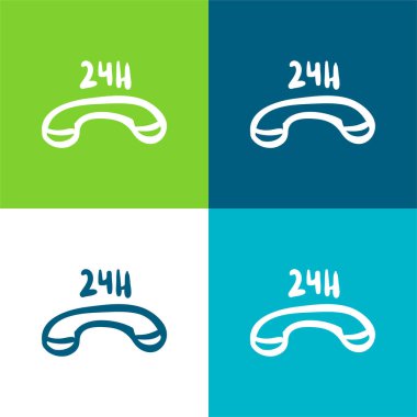 24 Saat Ticari Telefon Düz Renk en az simge seti