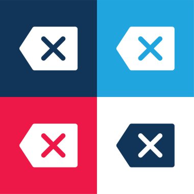 Arka boşluk mavi ve kırmızı dört renk minimal simgesi seti