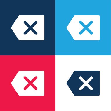 Backspace blue and red four color minimal icon set clipart