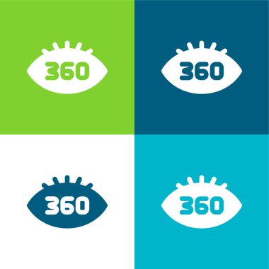 360 Degrees Flat four color minimal icon set clipart