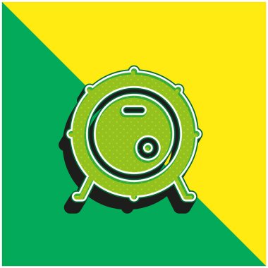 Bass Drum Green and yellow modern 3d vector icon logo clipart