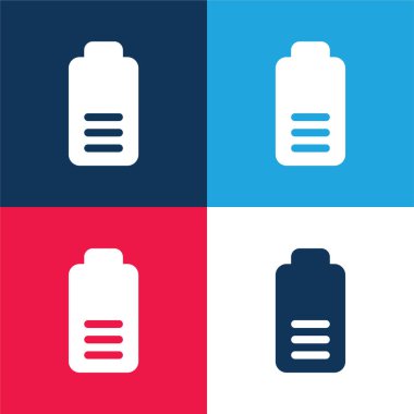 Pil mavi ve kırmızı dört renk minimal simge kümesi