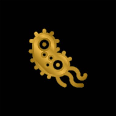 Bakteri altın kaplama metalik simge veya logo vektörü