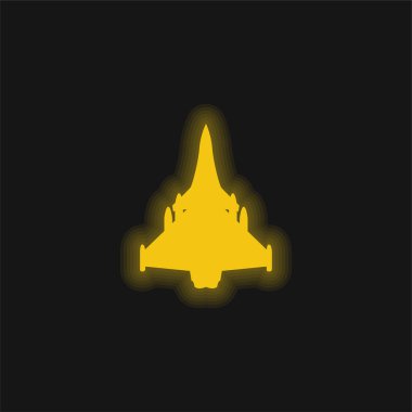 Siyah Uçak Şekli Sarı Parlak Neon Simgesi