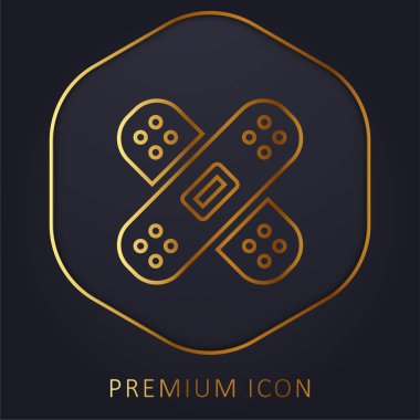 Yara bandı altın çizgi prim logosu veya simgesi