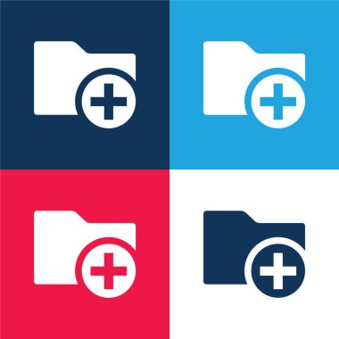 Artı İşaretli Bir Dizin Arayüzü Sembolü Ekle Mavi ve Kırmızı Dört Renk Minimum Simgesi