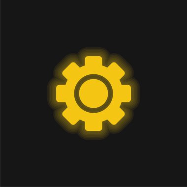 Big Gear yellow glowing neon icon clipart