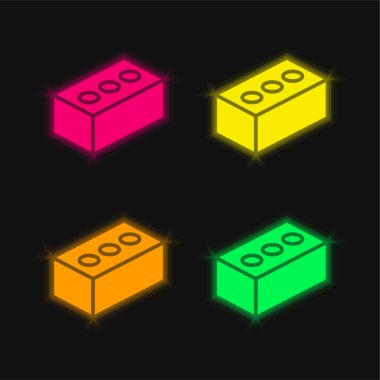 Dört renkli parlak neon vektör simgesi