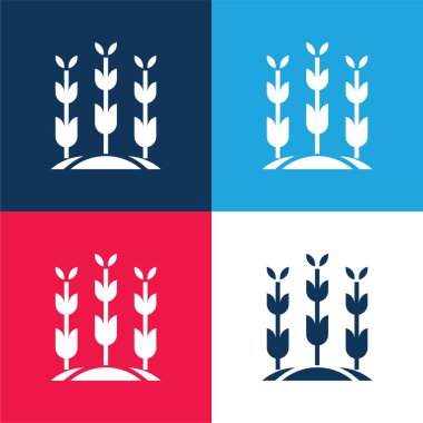Agriculture blue and red four color minimal icon set clipart