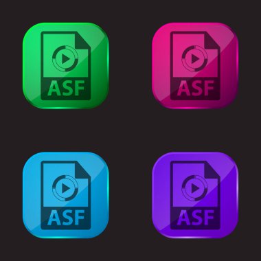 ASF Dosya Biçimi Değişkeni dört renkli cam düğme simgesi