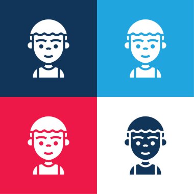 Oğlan mavi ve kırmızı dört renk minimal simge kümesi