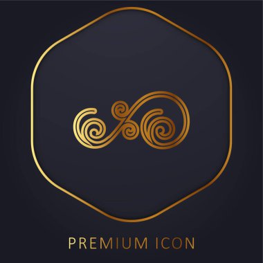 Asymmetrical Floral Design Of Spirals golden line premium logo or icon clipart