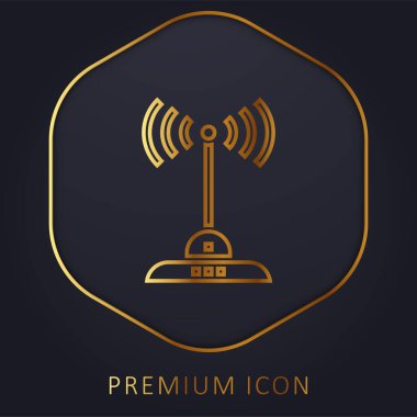 Anten altın çizgi prim logosu veya simgesi