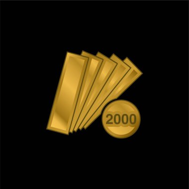 2000 Parça Altın kaplama metalik simge veya logo vektörü