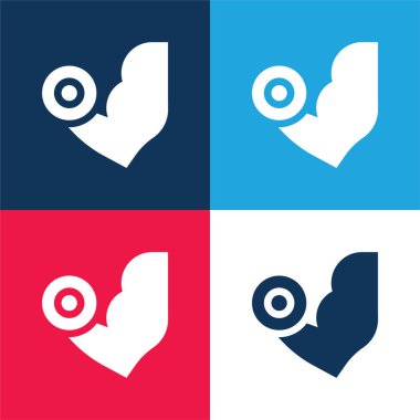 Kol mavi ve kırmızı dört renk minimal simge kümesi