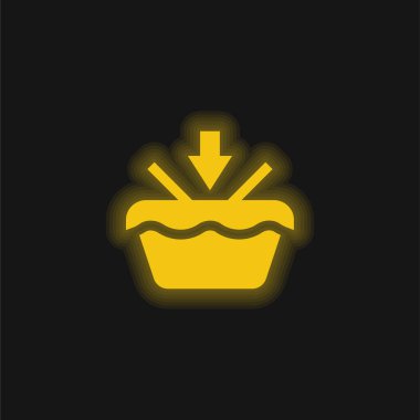 Add To Basket yellow glowing neon icon clipart