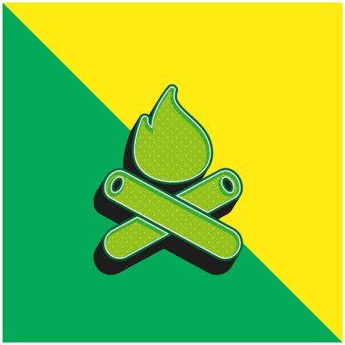 Şenlik ateşi Yeşil ve sarı modern 3D vektör simgesi logosu