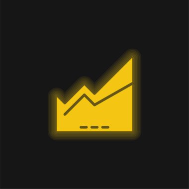 Area Chart yellow glowing neon icon clipart