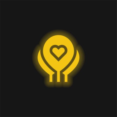 Balonlar sarı parlayan neon simgesi