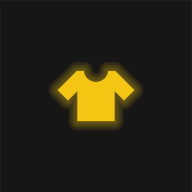 Basic T Shirt yellow glowing neon icon clipart