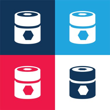 Barrel With Pentagons blue and red four color minimal icon set clipart