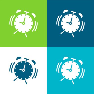 Alarm Clock Flat four color minimal icon set clipart